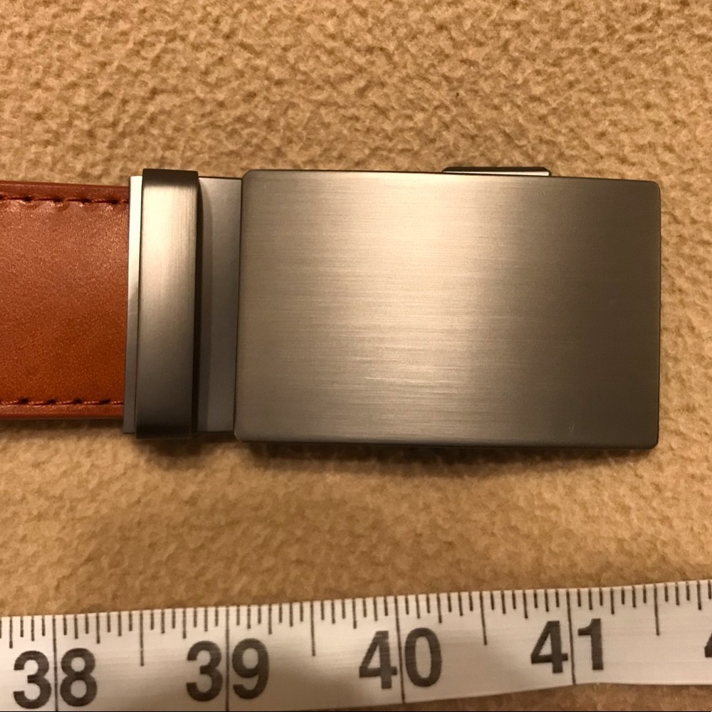 Anson saddle tan leather belt & buckle, 1.5 inches